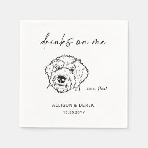 Drinks on Me Modern Cute Pet Dog Lovers Wedding Napkins