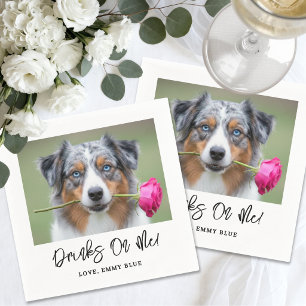 Drinks On Me Modern Pet Dog Photo Wedding Napkins