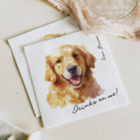 Drinks on Me Pet Golden Retriever Wedding Napkins