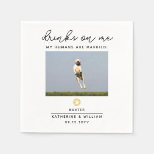 Drinks on Me Pet Photo Wedding Napkin