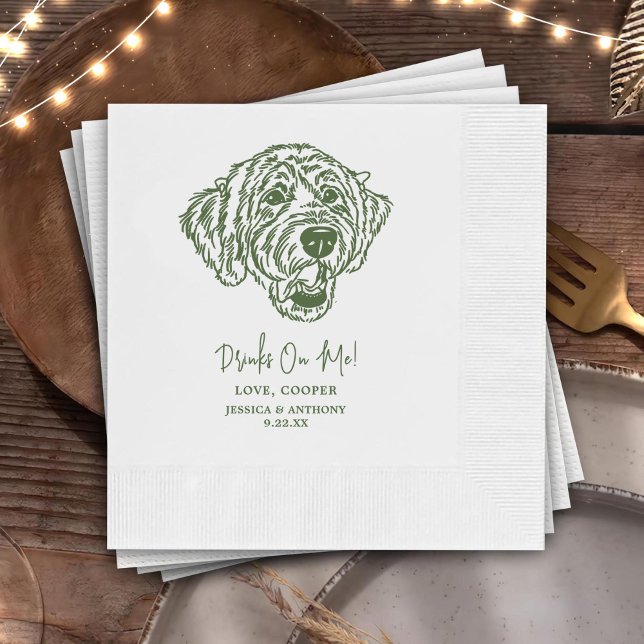 Drinks On Me Pets Custom Hand Drawing Wedding Napkins (Creator Uploaded)