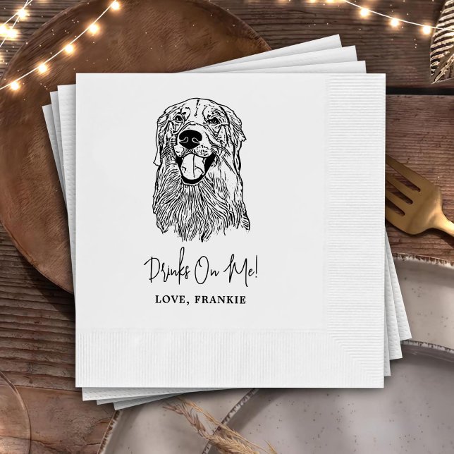 Drinks On Me Pets Custom Hand Drawing Wedding Napkins (Creator Uploaded)