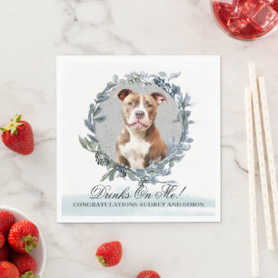 Drinks on Me! Pitbull Dog wedding pet Napkins