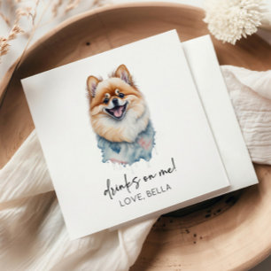 Drinks On Me! Pomeranian Dog Pet Wedding Napkins