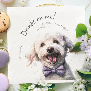 Drinks On Me Poodle Watercolor Fun Dog Pet Paper Dinner Napkins