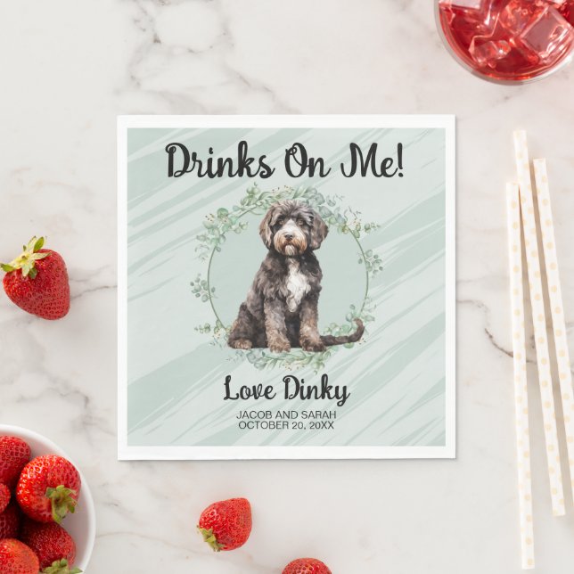 Drinks On Me! Portugese Water Dog Photo Napkins (Insitu)