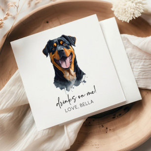 Drinks On Me! Rottweiler Dog Pet Wedding Napkins