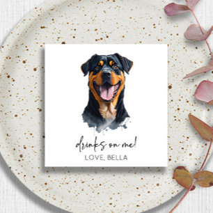 Drinks On Me! Rottweiler Dog Pet Wedding Napkins