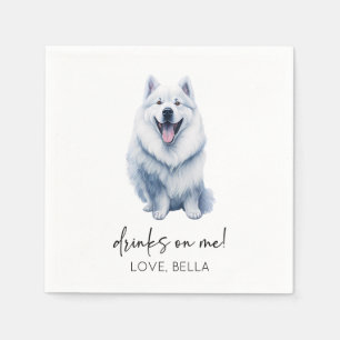 Drinks On Me! Samoyed Dog Pet Wedding Napkins