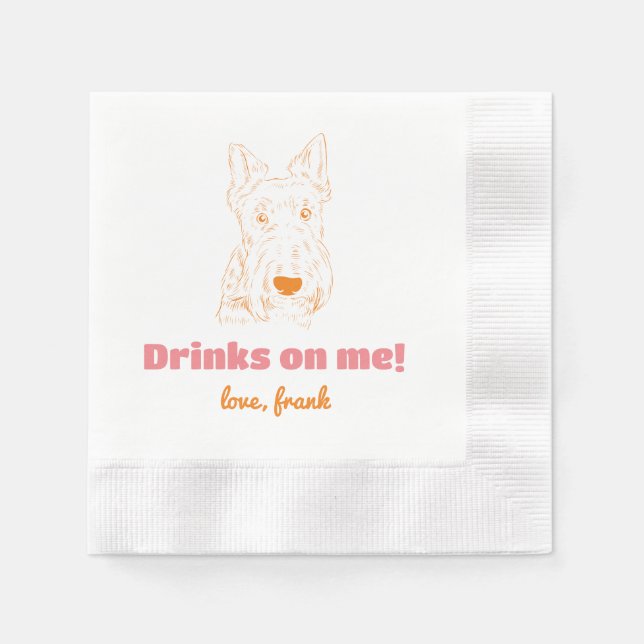 Drinks on me! Schnauzer Wedding Napkins (Front)