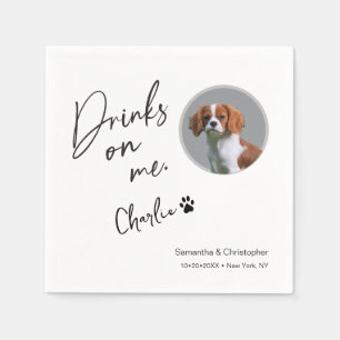 Drinks on Me Script Custom Photo Fun Wedding Napkins