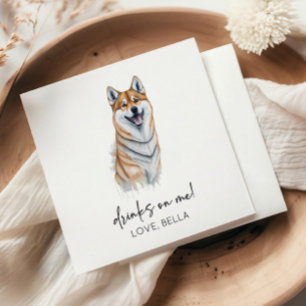 Drinks On Me! Shiba Inu Dog Pet Wedding Napkins