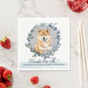 Drinks On Me! Shiba inu Dog wedding pet Napkins