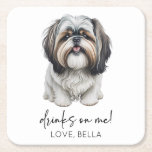 Drinks On Me! Shih Tzu Dog Pet Wedding Square Paper Coaster<br><div class="desc">These are Drinks On Me! Shih Tzu Dog Pet Wedding Paper Coasters!</div>