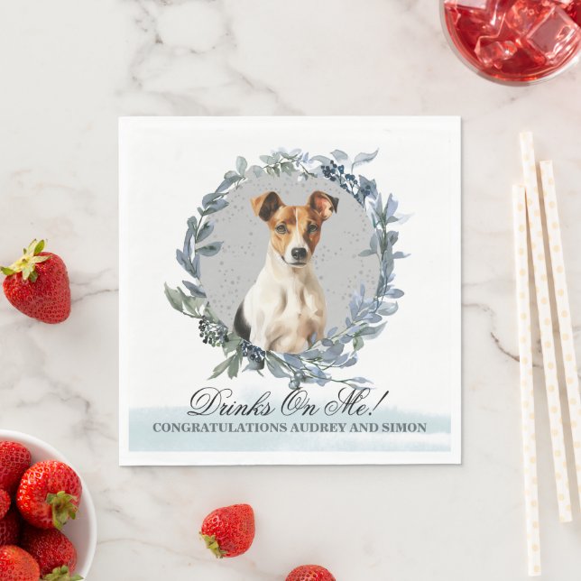 Drinks On Me! Smooth Fox Terrier Dog wedding pet Napkins (Insitu)