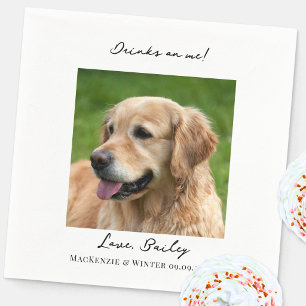 Drinks on Me Wedding Pet Photo Napkins
