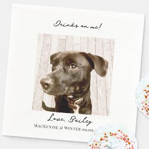 Drinks on Me Wedding Pet Photo Napkins