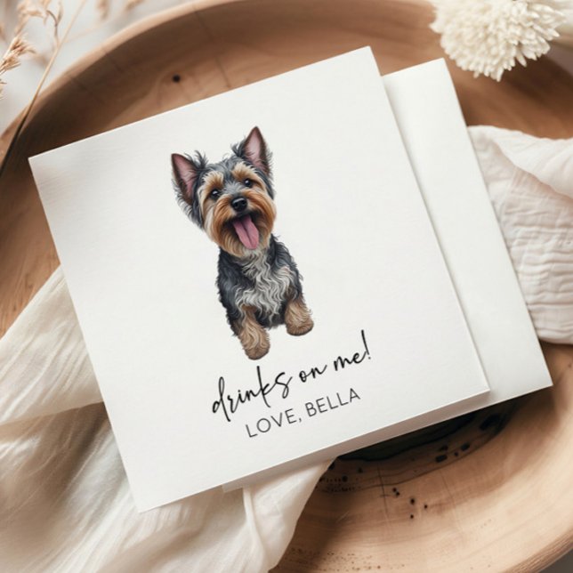 Drinks On Me! Yorkshire Terrier Yorkie Dog Wedding Napkins (Creator Uploaded)
