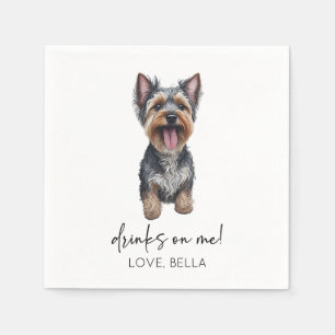 Drinks On Me! Yorkshire Terrier Yorkie Dog Wedding Napkins