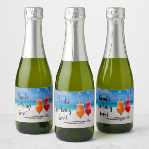 Drinks on the Beach Wedding Mini Sparkling Wine La Label