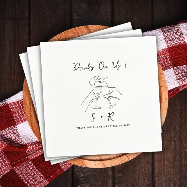 Drinks On Us Chic Modern Minimalist Wedding Napkins (Creator Uploaded)