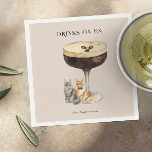 Drinks On Us   Cute Pet Cat Wedding Napkins