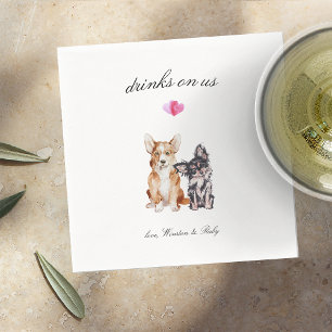 Drinks On Us   Cute Pet Dog Wedding Napkins