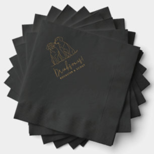 Drinks on us Modern Dogs Wedding Foil Napkins