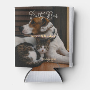 Drinks on us open bar pet photo wedding couple dat can cooler