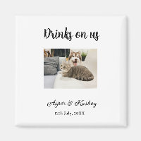 Drinks on us open bar pet photo wedding couple dat