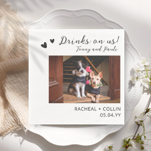 Drinks on Us Pet Cat Dog Photo Reception Cocktail Napkins
