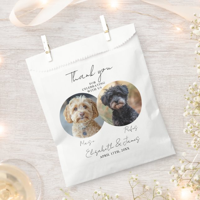 Drinks On Us Pet Dog 2 Photo Wedding Favor Bag (Clipped)