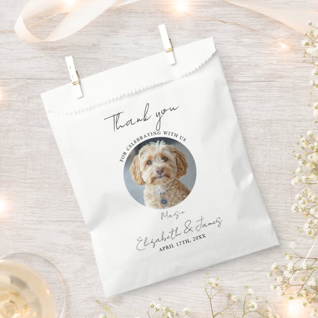 Drinks On Us Pet Dog Photo Wedding Favor Bag (Clipped)