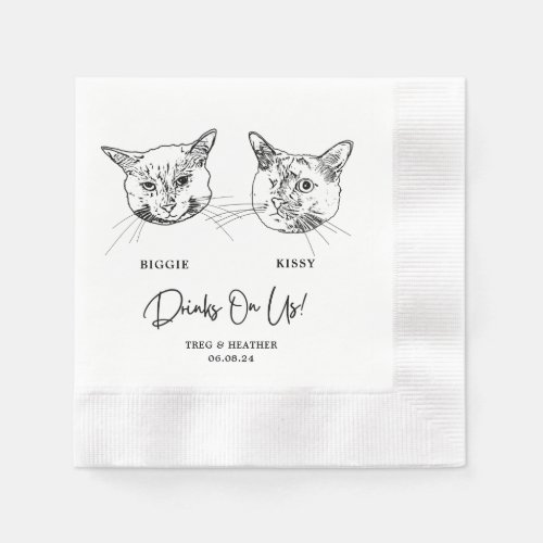 Drinks On Us Pets Custom Hand Drawing Wedding Napk Napkins