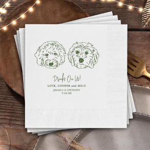 Drinks On Us Pets Custom Hand Drawing Wedding Napkins