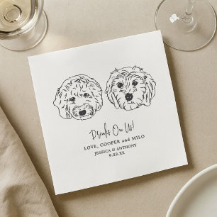 Drinks On Us Pets Custom Hand Drawing Wedding Napkins