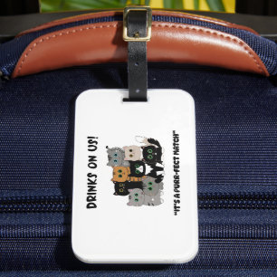 Drinks On Us Purrfect Wedding Luggage Tag
