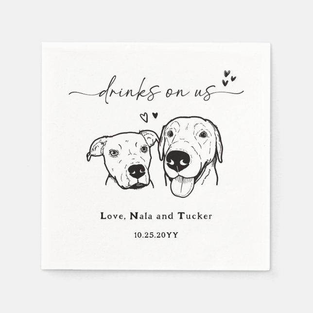 Drinks On Us Retriever Terrier Dog Wedding  Napkins (Front)