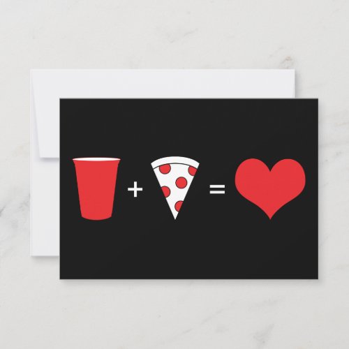 drinks + pizza = love personalized invite