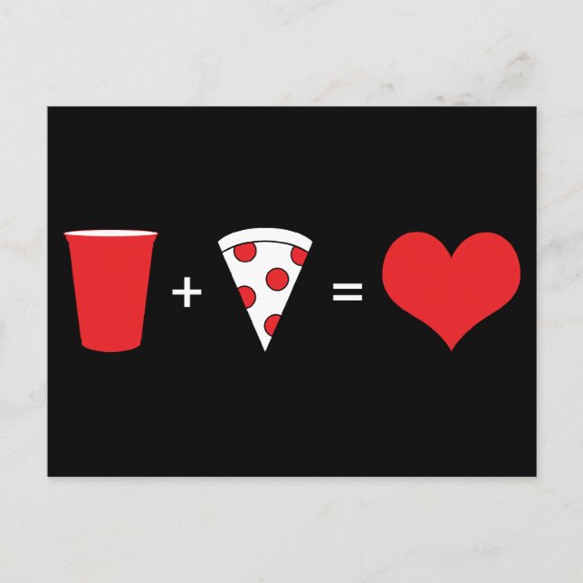 drinks + pizza = love postcard (Front)
