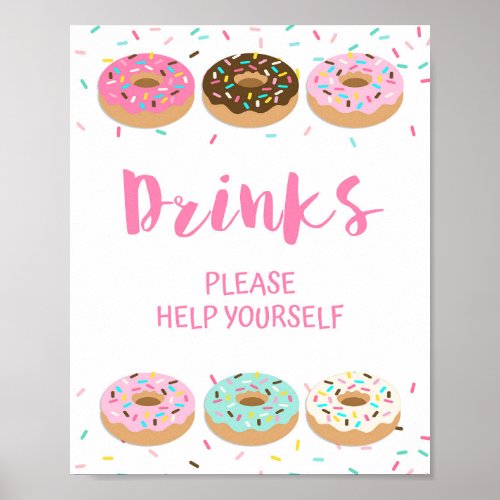 Drinks Please Help Yourself Pink Donut Shower Sign