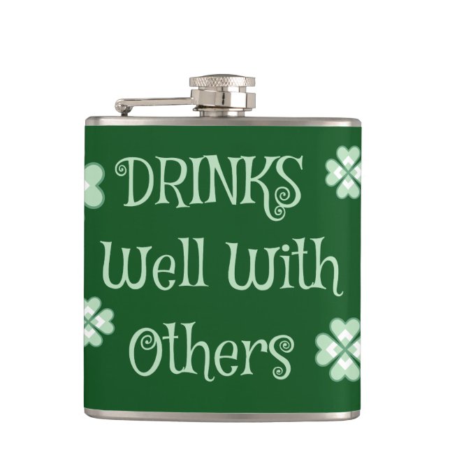 Drinks Saint Patricks Day Funny Green Flask (Front)