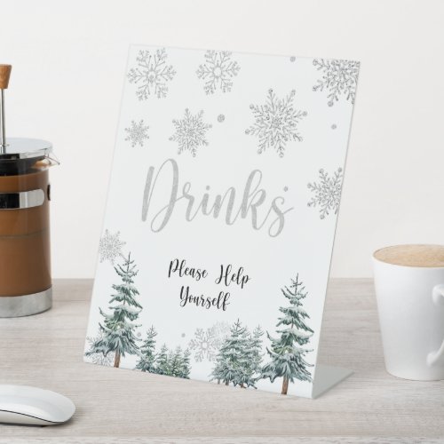 Drinks sign silver baby shower sign winter sign