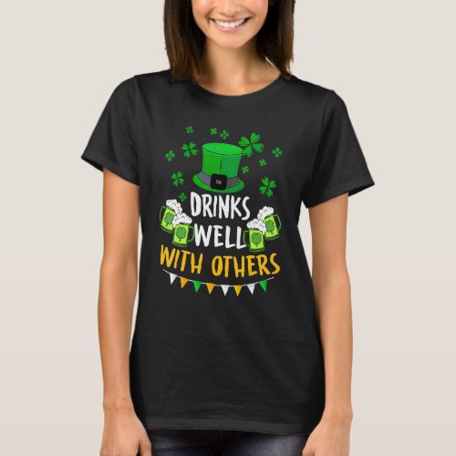 Drinks Well With Others Clover Hat T_Shirt