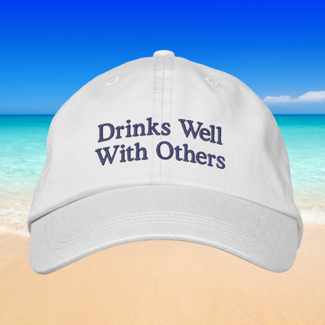 Drinks Well With Others Funny Preppy Wine Baseball Embroidered Baseball Cap (Creator Uploaded)