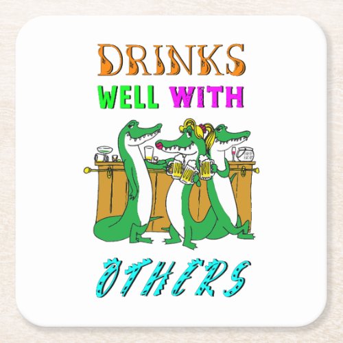 Drinks Well With Others International August Beer Square Paper Coaster