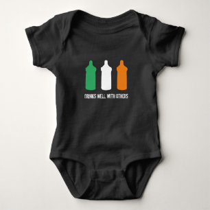 Drinks well with others Irish flag baby bottle Baby Bodysuit