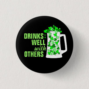 Drinks Well with Others Mugs o' Shamrocks Button