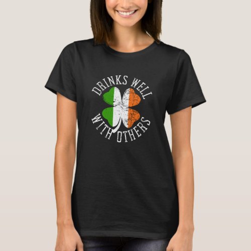 Drinks Well With Others St Patrick s Day Drunk Bee T_Shirt