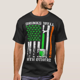 Drinks Well With Others St Patrick s Day Drunk Bee T-Shirt